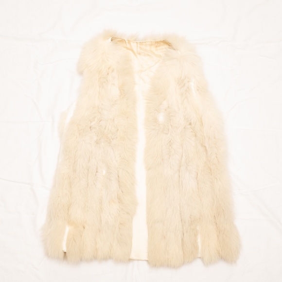Vintage White Rabbit Fur/Leather Vest - Picture 4 of 4